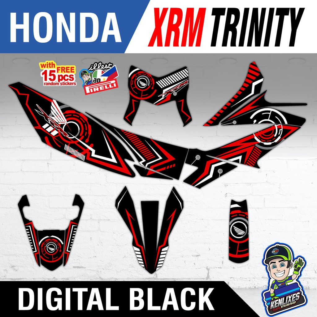 Honda XRM 125 Trinity Full Body Decals / Sticker (Digital Black