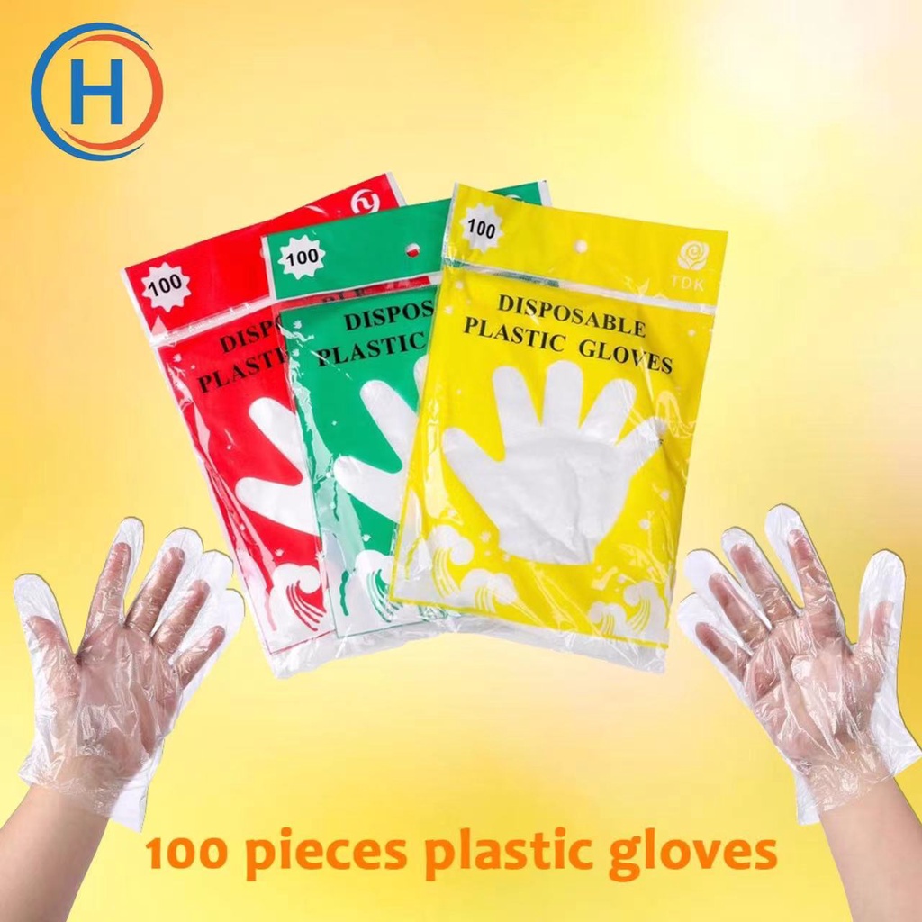 HEKKAW 100PCS/PACK High Quality Disposable Plastic Gloves Ecofriendly Oneoff Plastic Glove