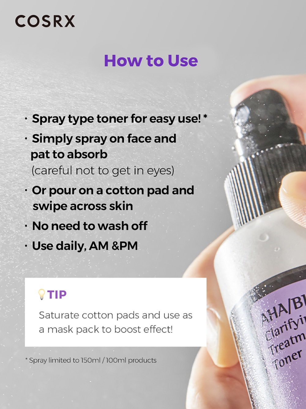 [COSRX OFFICIAL] AHA/BHA Clarifying Treatment Toner, AHA, BHA 0.1