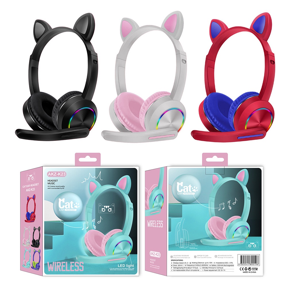 K23 / Y08 Cat Ear Headphone Kids Headset Wireless Headphones Bluetooth