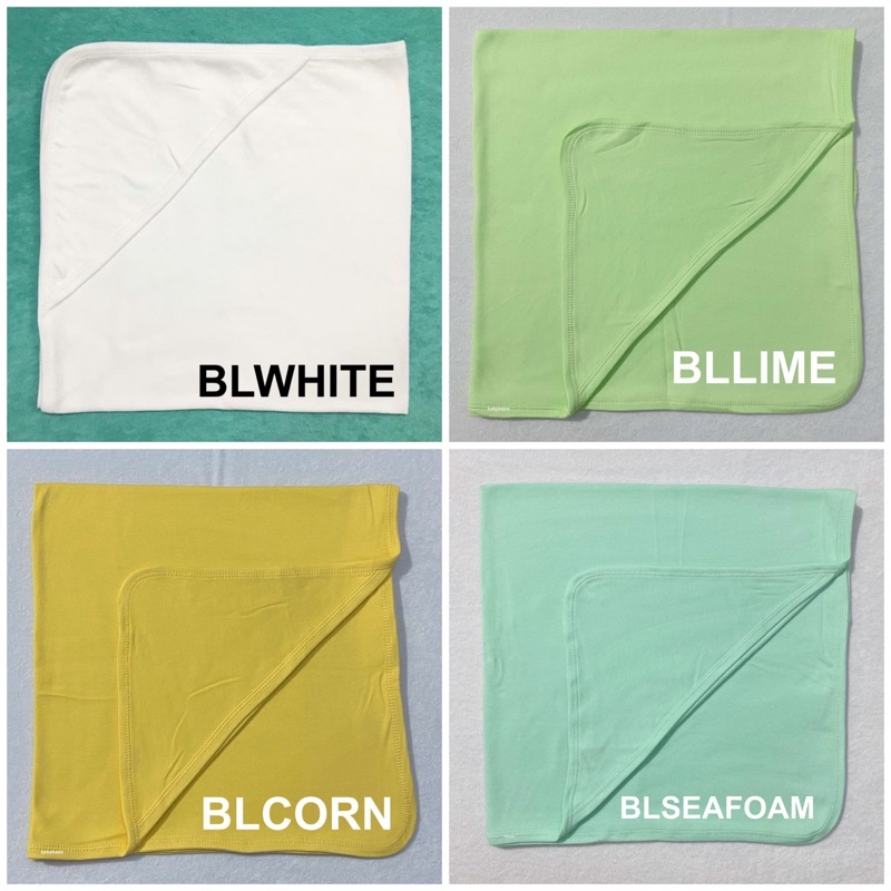 PURE COTTON Plain Hooded Receiving Blanket WHITE, BLUE GREEN, YELOW