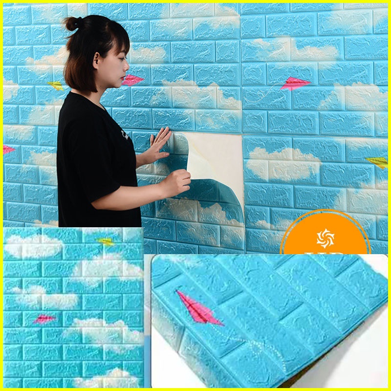 DIY Self adhesive Wall Sticker 3d Foam brick Wallpaper sticker Waterproof Wall paper diy design