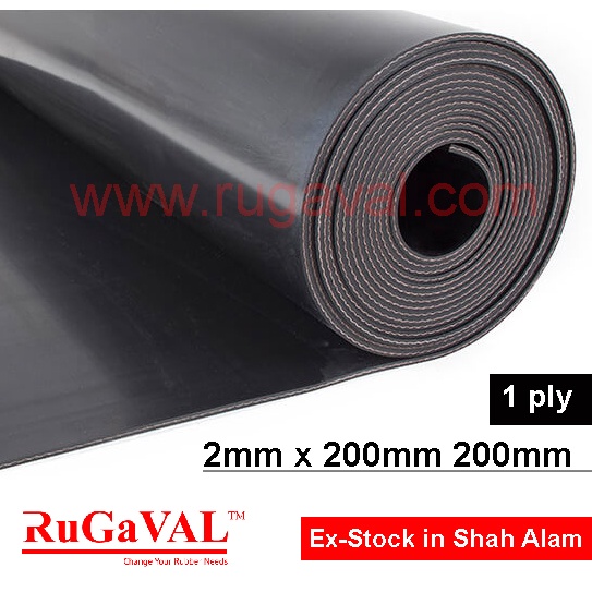 Neoprene Sheet With 1 Ply Fabric Insertion, Size 2mm x 200mmW x 200mmL