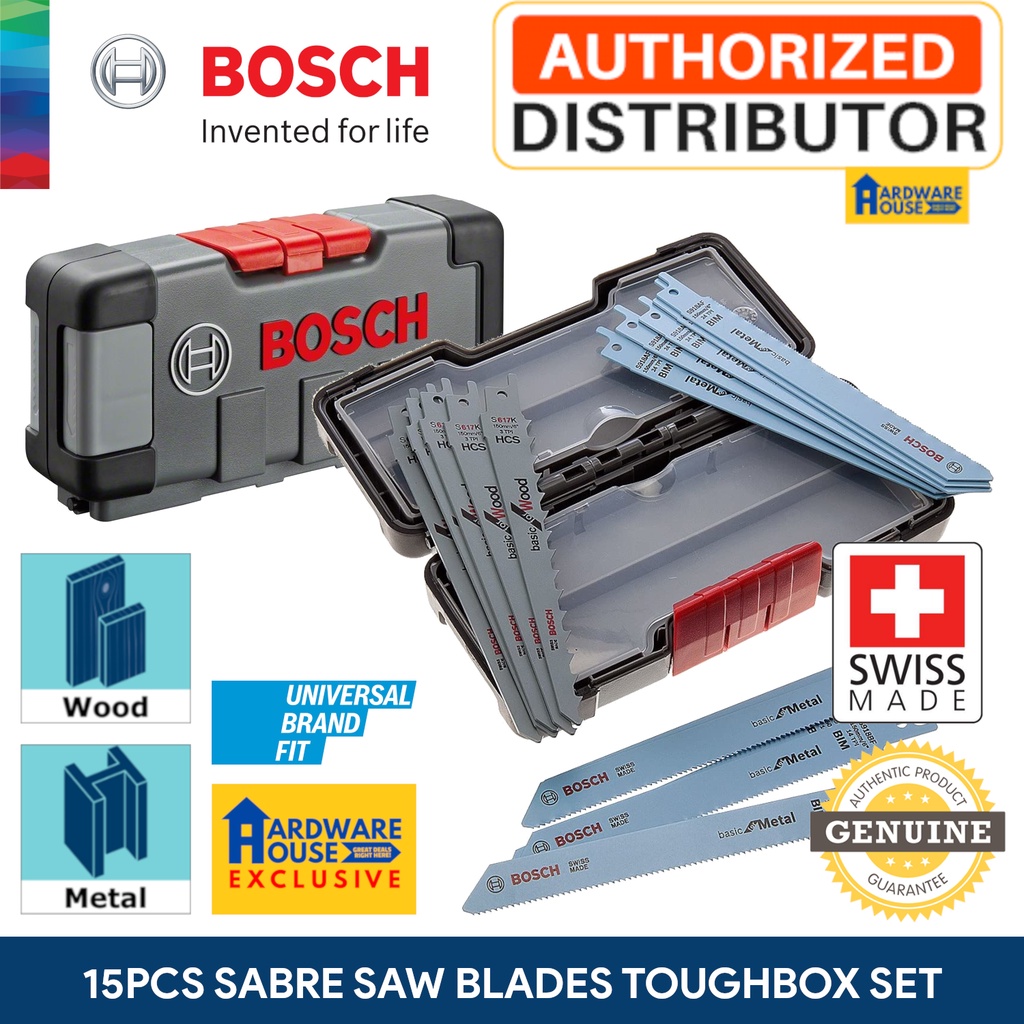ORIGINAL Bosch Reciprocating Sabre Saw Blades 15PC Toughbox Set Bimetal