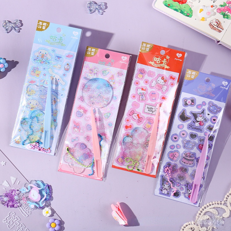 Sanrio Sticker Set with Keychain Tweezer Kuromi Cinnamoroll PVC Laser