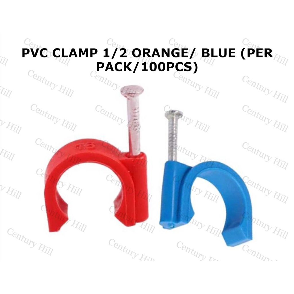 Pvc Pipe Clamp Orange and blue 1/2 inch (PER PACK/100PCS) Shopee
