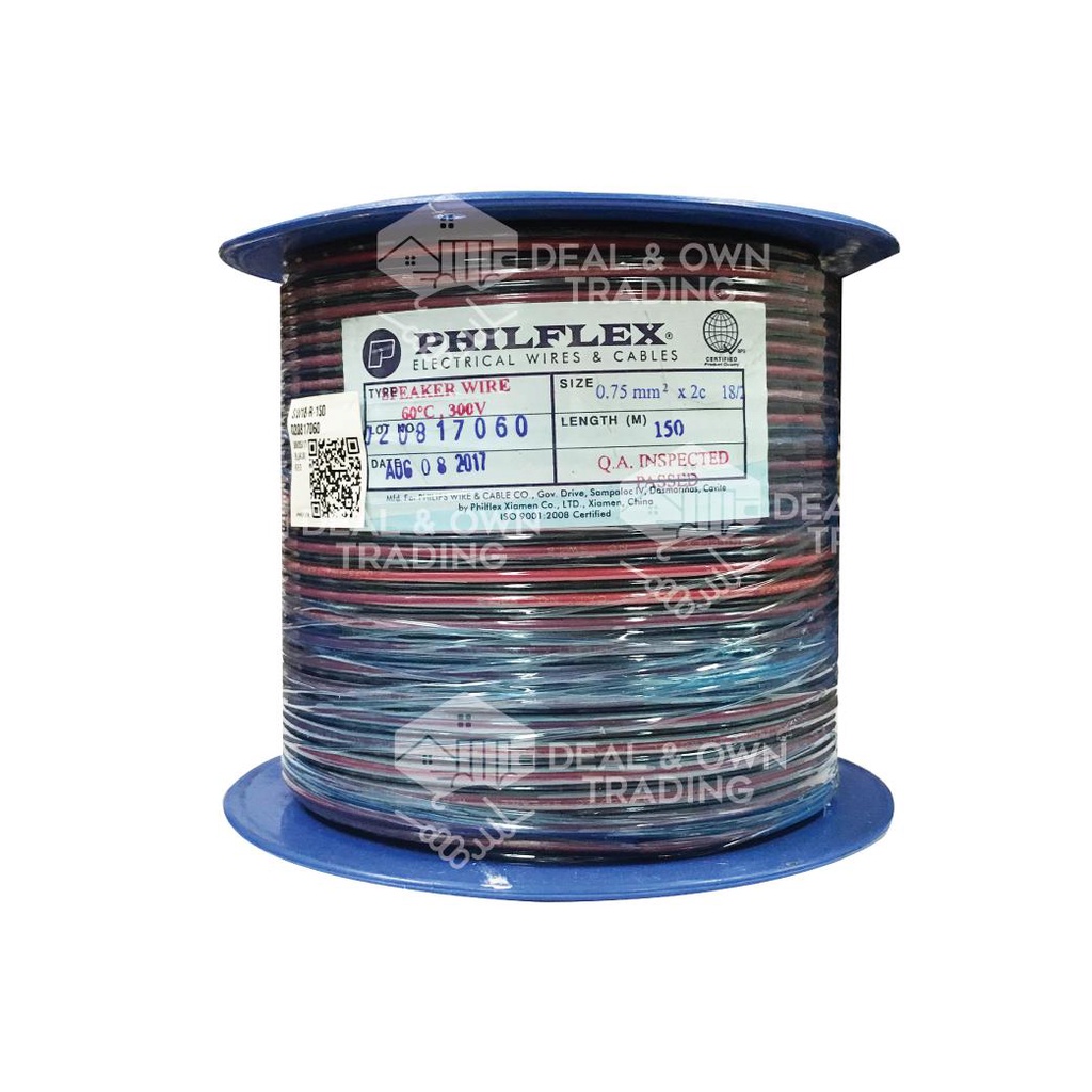 Philflex 18/2 Speaker Wire Black and Red Pure Copper 150 Meters
