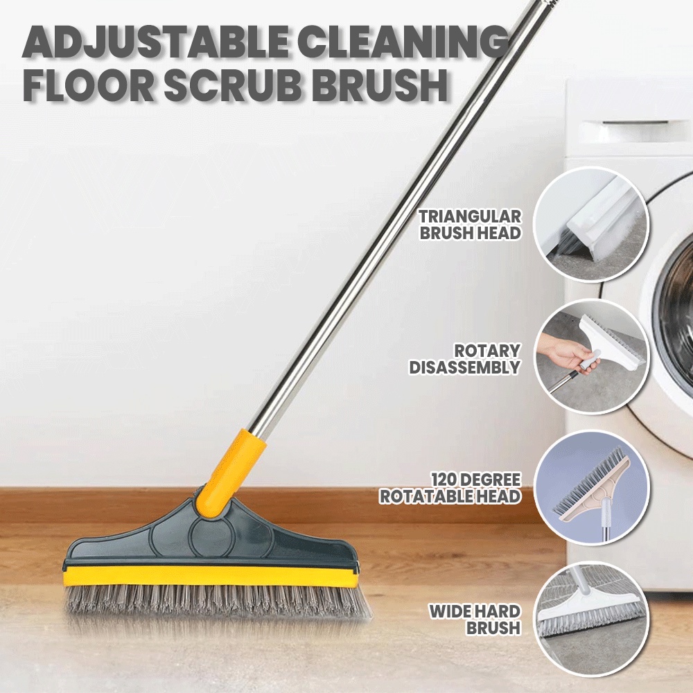 SACHI Adjustable Cleaning Floor Scrub Brush 2 In 1 Long Handle