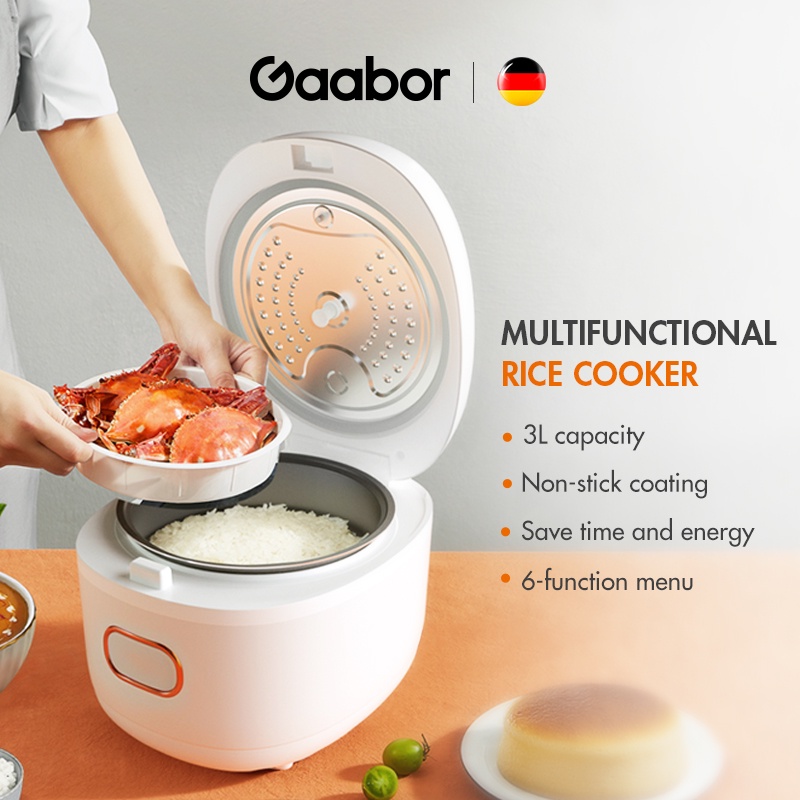 Gaabor Mulitfunctional Touchscreen 3 Liter Rice Cooker 6function Menu