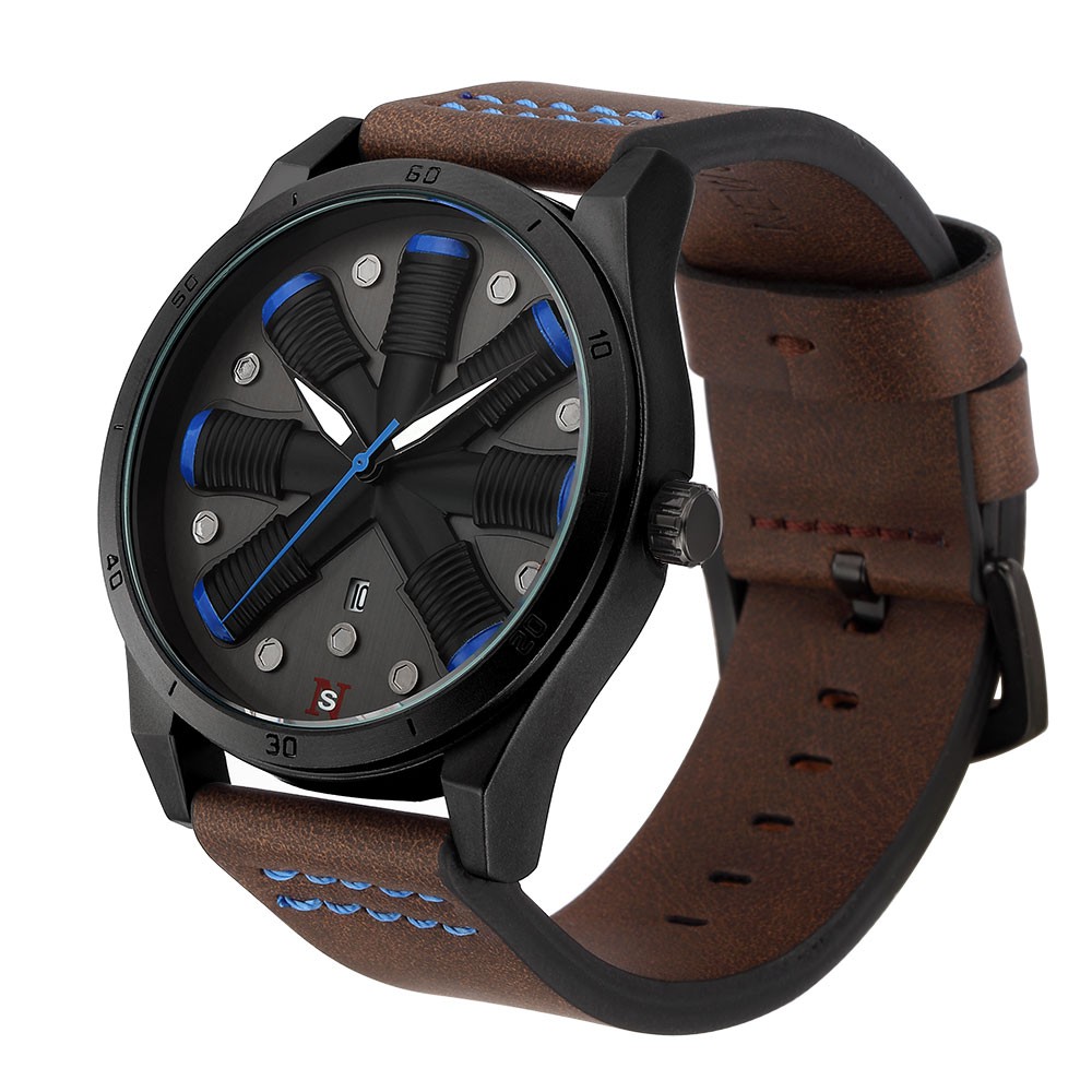 Men Watch Airplane Engine Engraved Men's Big Dial Male Wrist Watches