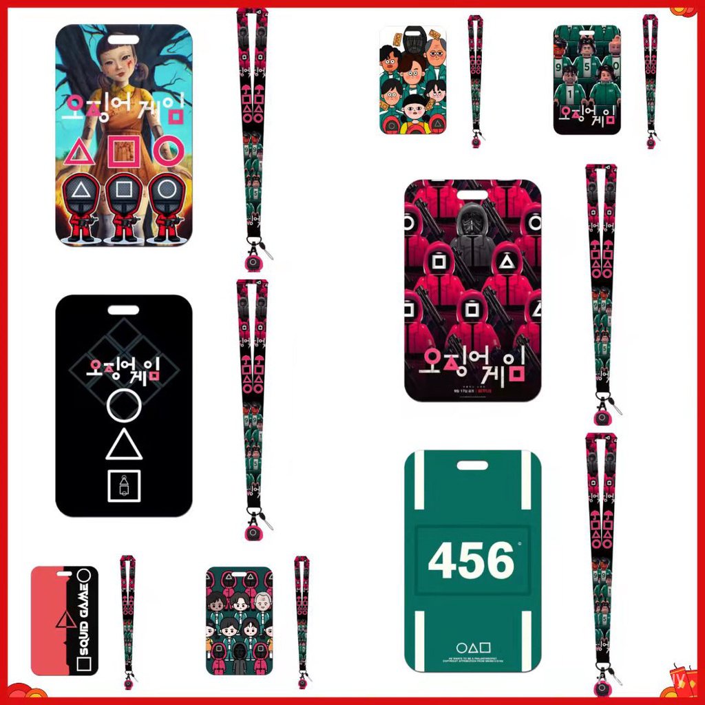 JRUT squid game card holder with lanyard cardholder id card holder Neck