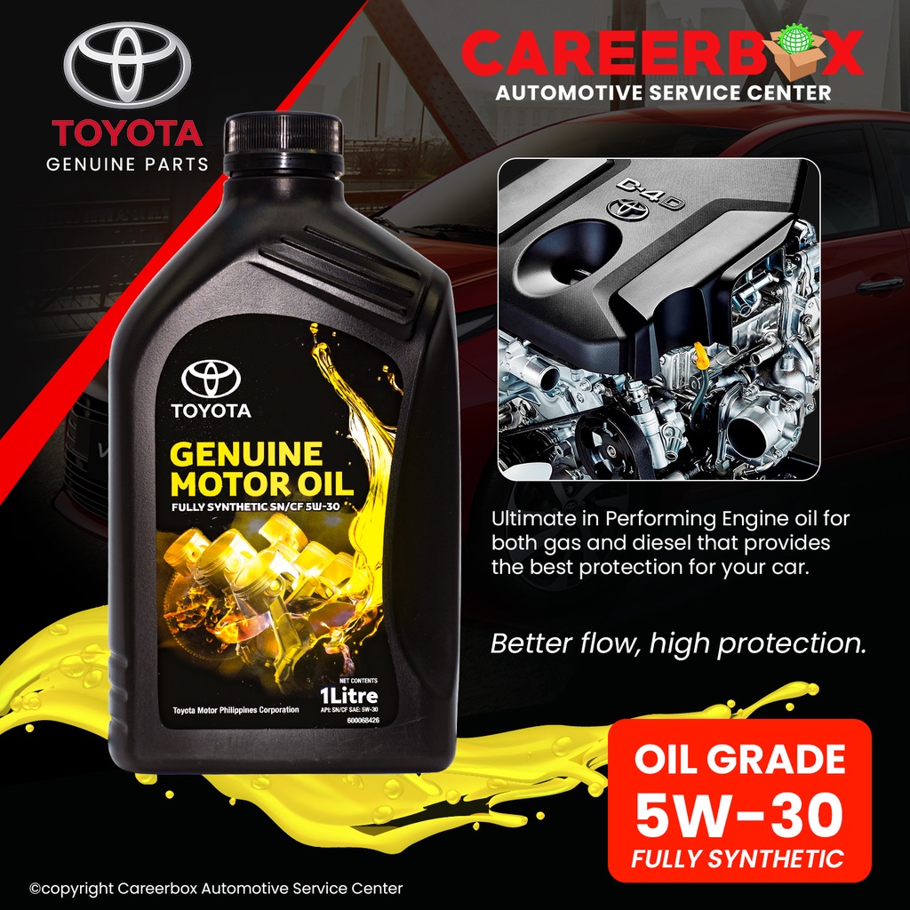 Toyota Fully Synthetic Engine Oil 1 Liter SN/GF 5W-30 for Gasoline and