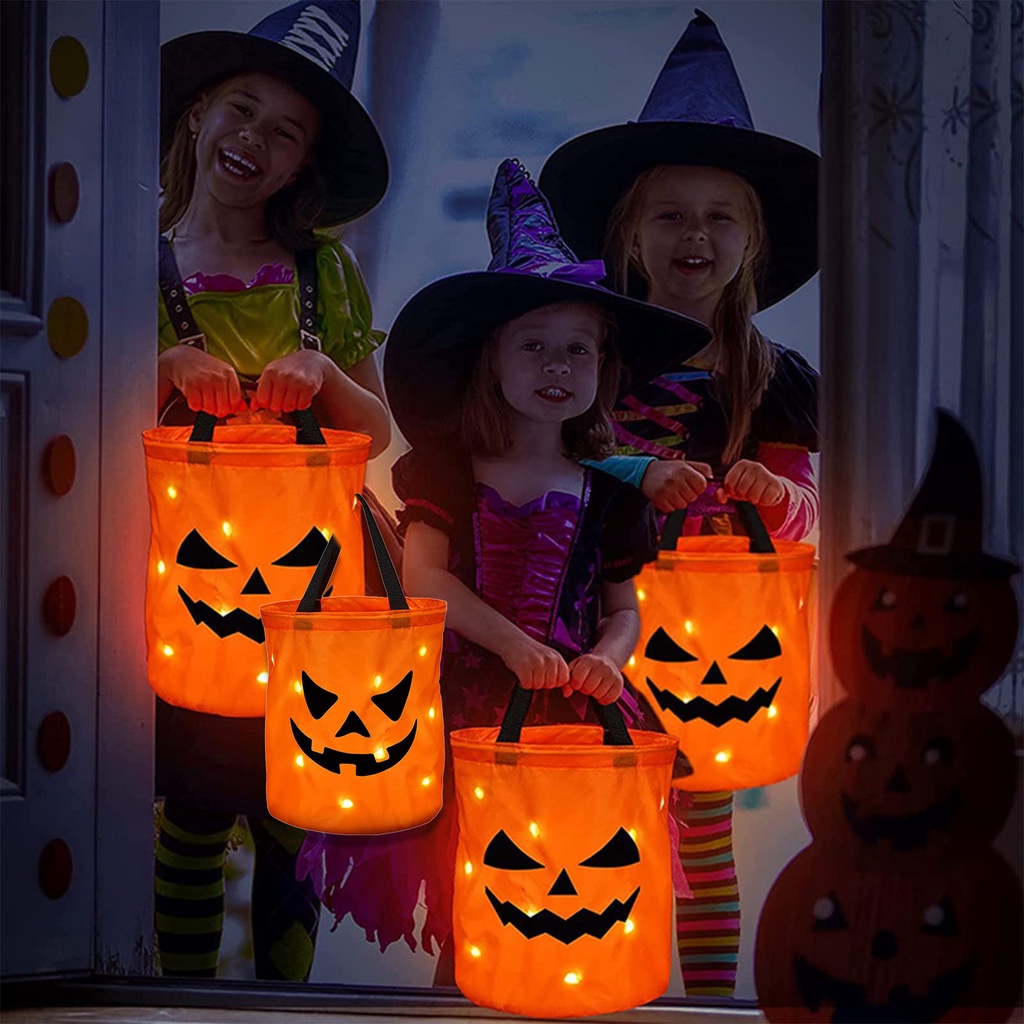 LED Light Halloween Candy Bags, Light Up Halloween Party Bags Trick Or