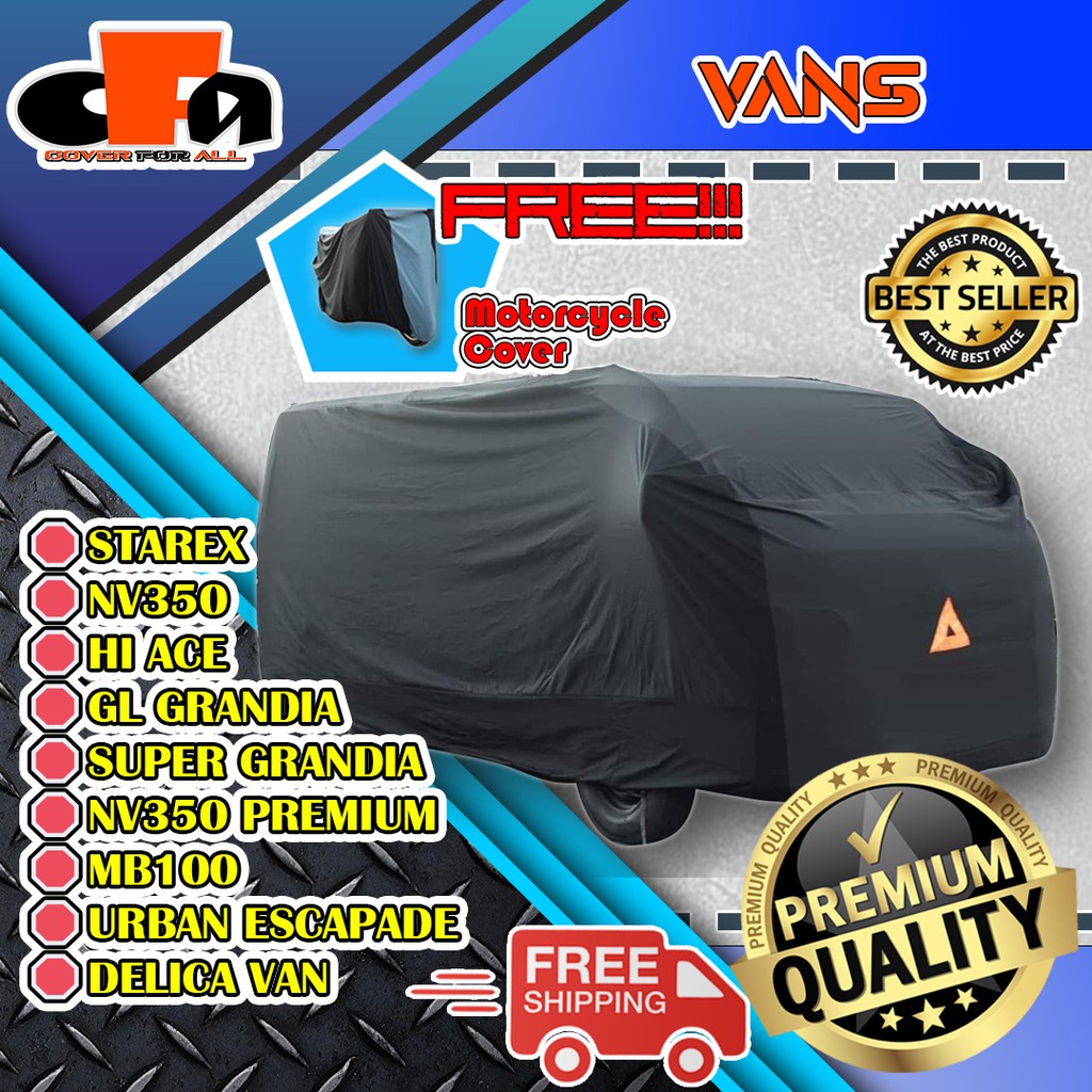 CAR COVER VAN * STAREX * HIACE *GRANDIA* VAN FOTON*L300*URBAN WATER REPELLANT WITH FREE MOTOR