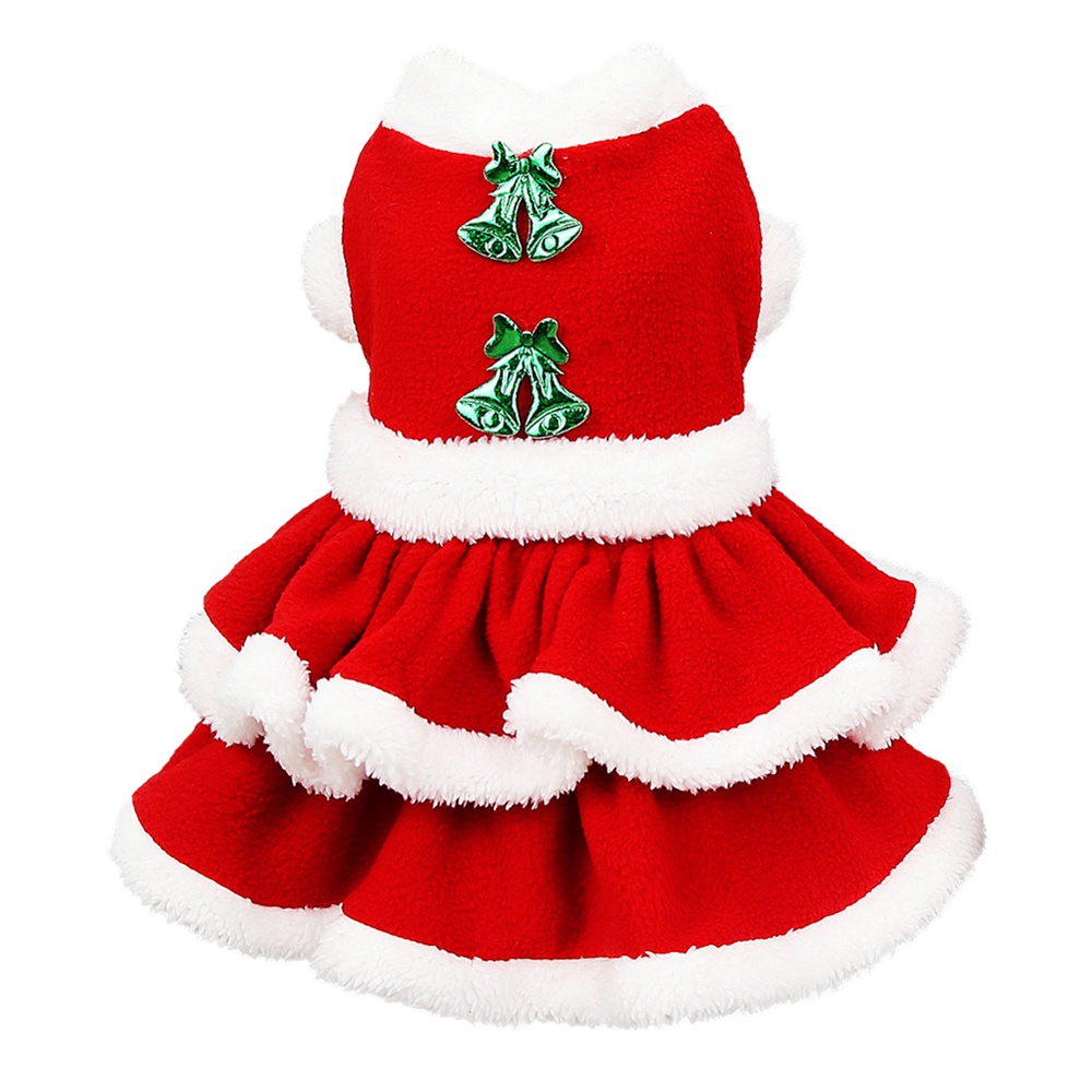 Dog Christmas Dress Red Christmas Celebration for Small Dog Warm