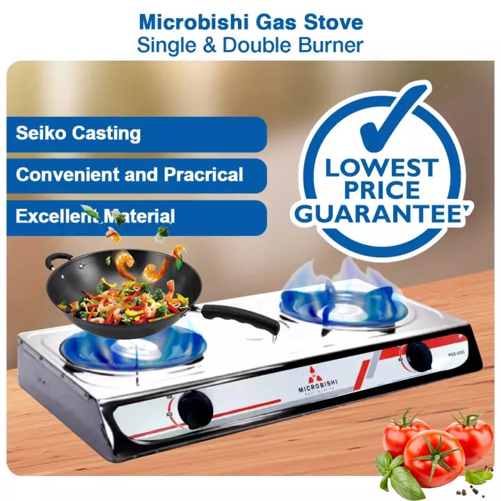 Doubleburner Gas Stove Stainless Steel Body Tempered Glass Gas Cooker