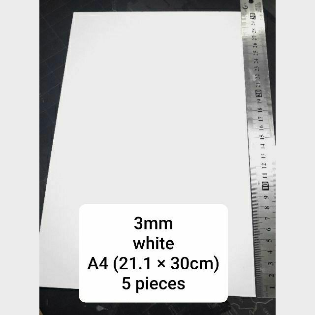 SINTRA PVC BOARD HARD, NOT BENDABLE 3mm/ 5mm, 5pcs., A4 (211mm x 300mm