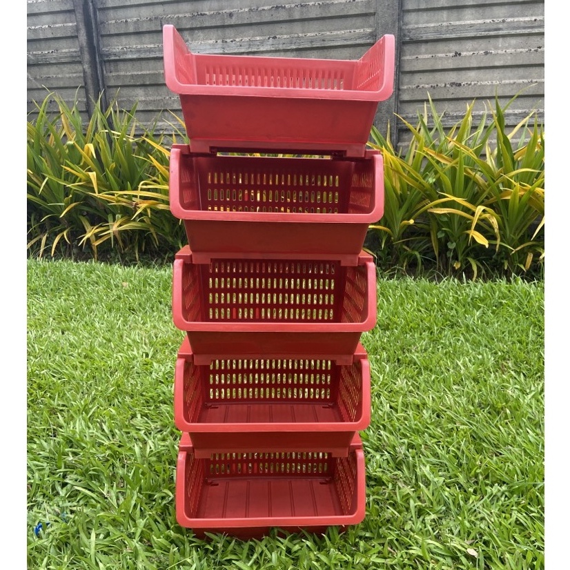 LHK 5 Layer Utility Rack Home Organizer Plastic Stackable Rack