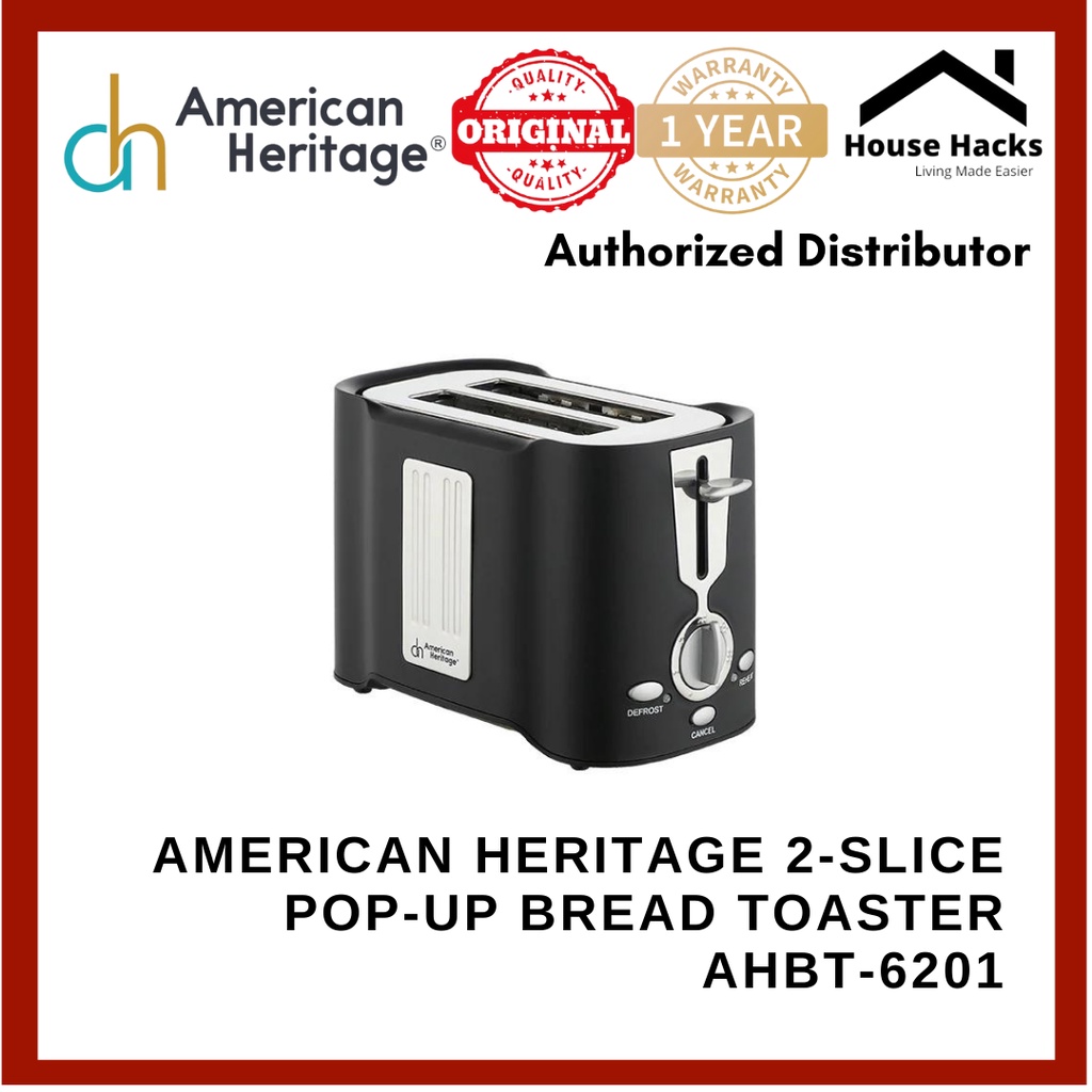 American Heritage 2Slice PopUp Bread Toaster with Lid, 2 Roasting