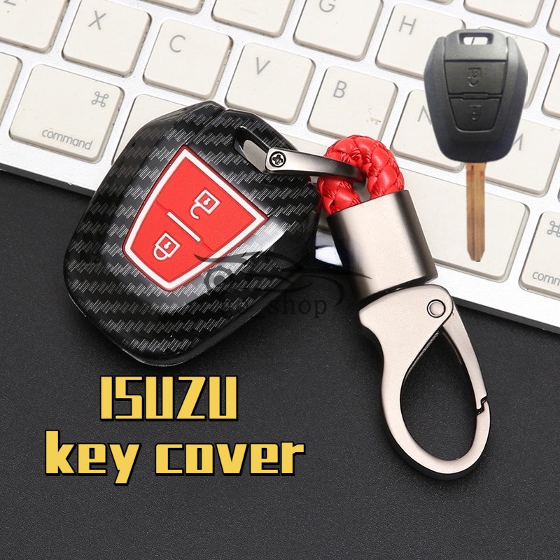 ABS Carbon fiber Car Key Cover For ISUZU DMAX Mux Truck 2 Buttons Keys