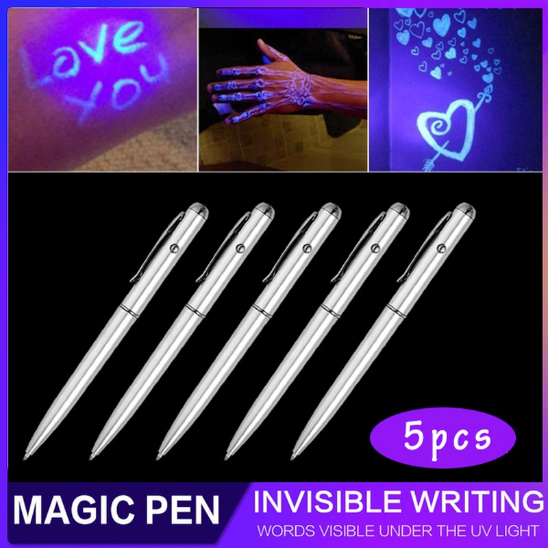 5PCS Invisible Ink Pen UV Money Detection Invisible UV Lamp Ballpoint