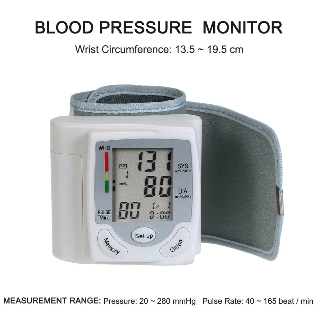 TAKROL CKW355 Rechargeable Digital Wrist Blood Pressure Monitor Pulse