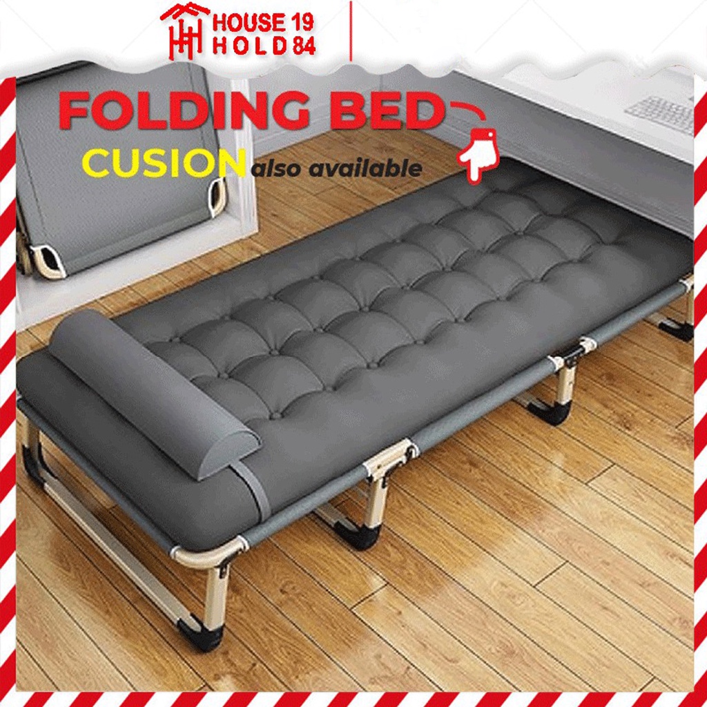 COD Large Size Indoor Folding Bed Portable Bed Nap Home Single Reclining Bed 300kg Load Bearing