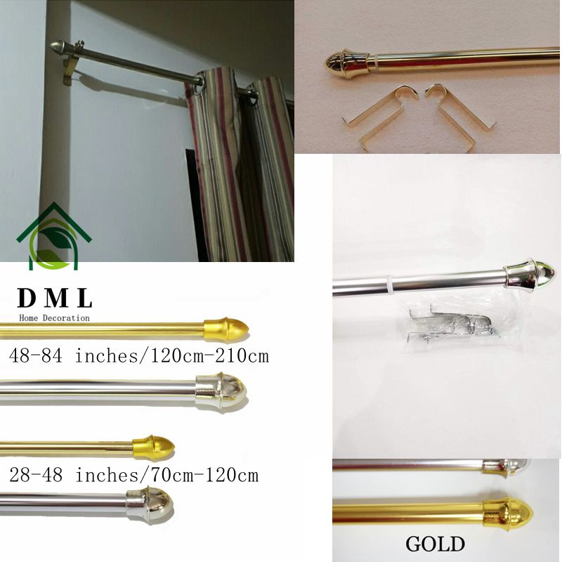 DML Curtain Rod Large Adjustable Telescopic Curtain Rod Set, Rod Home