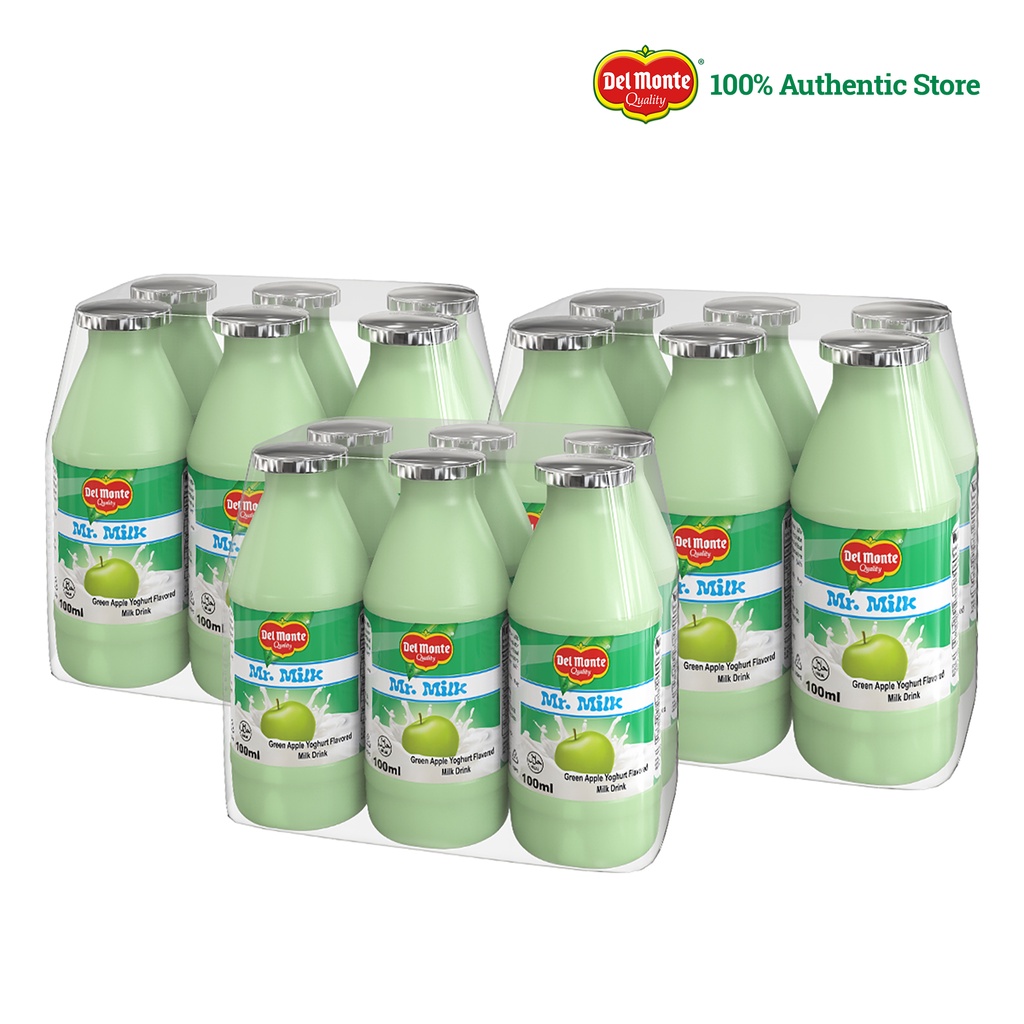Del Monte Mr. Milk Green Apple Yoghurt Flavored Milk Drink 100mL x 6