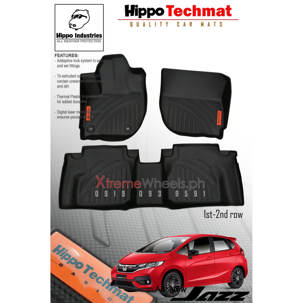 Honda Jazz 2015 to 2024 1st2nd row Hippo Thailand Deep Dish Matting ( Jazz accessories