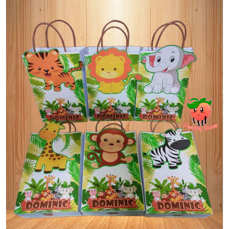 JUNGLE SAFARI Party Loot bags Safari Animals (7x4x2 inches) Shopee