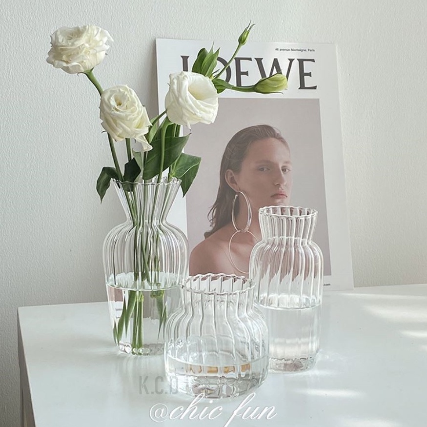 Clear Glass Bud Vase, Flower Decor Vases Decorative Small Opening Short