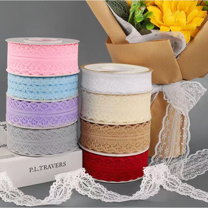 3cm (25Yards) Roll lace ribbon DIY made lace streamer bow edging gift