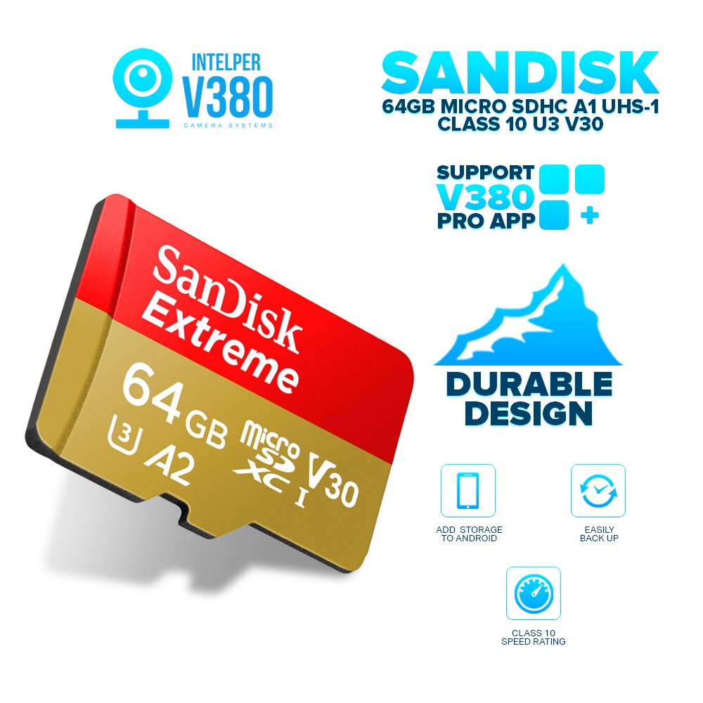 SanDisk Micro SD Card Extreme Series 64GB SDXC A2 UHSI Class 10 up to