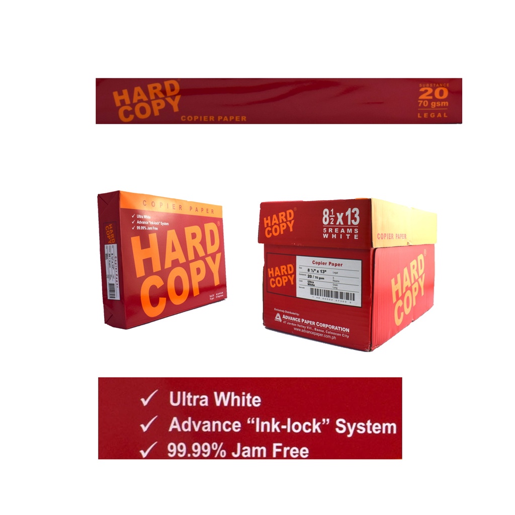 Hard Copy Bond Paper 1 Ream 500 Sheets Legal or Long Bond Paper 70gsm ( 8 1/2" X 13" )CODIn