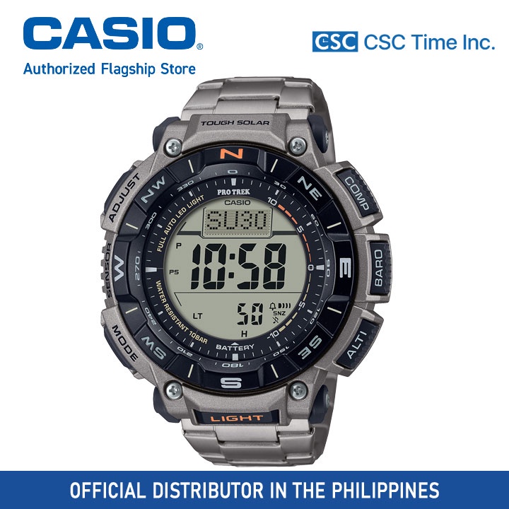 Casio Pro Trek (PRG340T7DR) Titanium Strap 100 Meter Solar Altimeter