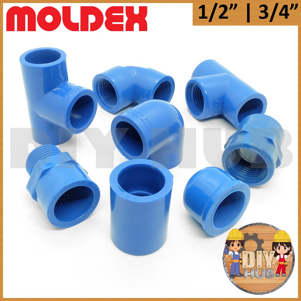 MOLDEX Blue PVC Fittings 1/2", 3/4" Shopee Philippines
