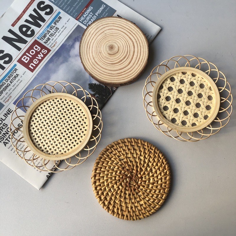 Rattan Coaster Ins Minimalist Glass Coaster Shopee Philippines