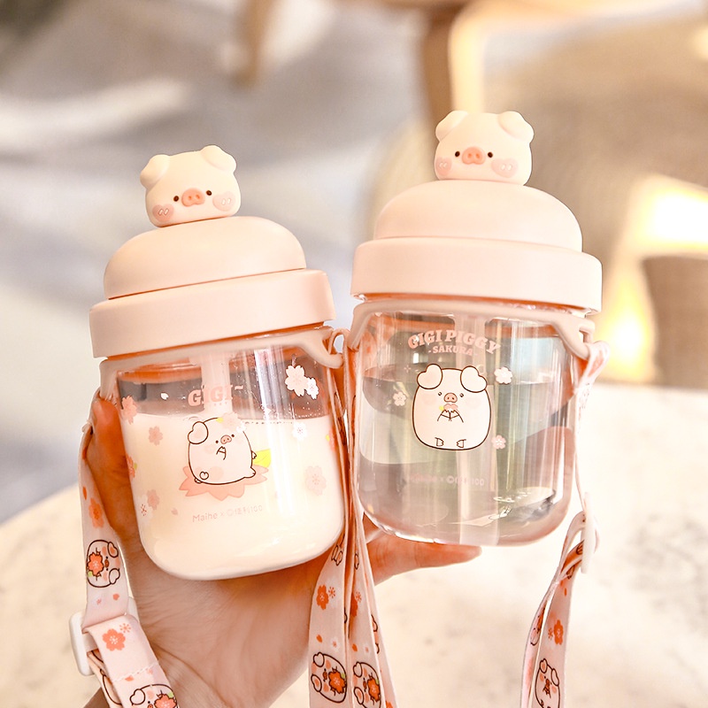 Influencer HighValue Jiji Pig Twisted Straw Cup Plastic Shock