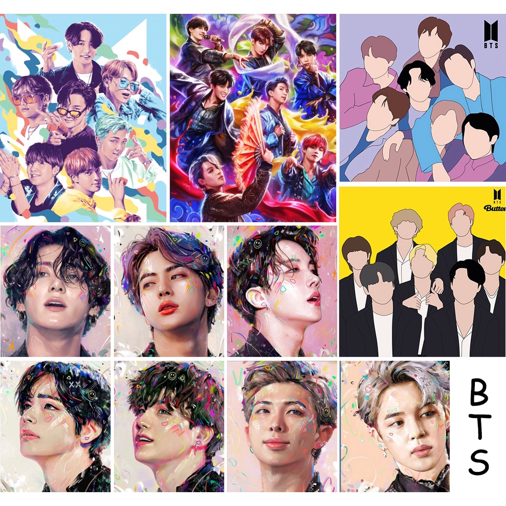 DROFE 20x20cm 40x50cm With Color Canvas Bts Paint By Numbers Painting