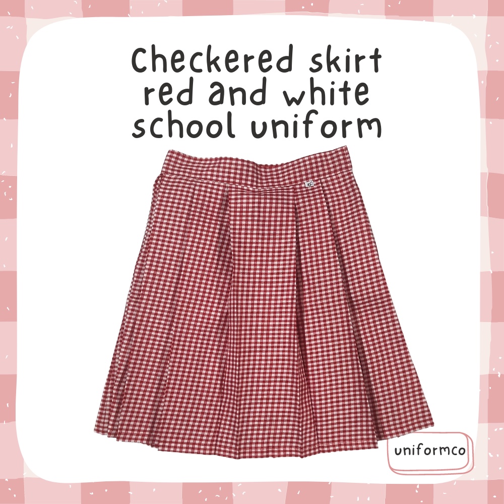 Checkered Palda for girls School Uniform Red and White Checkered Skirt