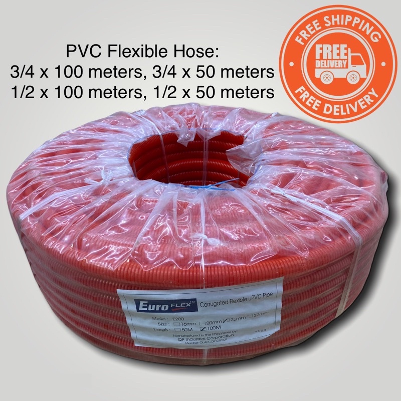 Euroflex Flexible Hose PVC 1/2 and 3/4 x 100 meters, Flexible Metal