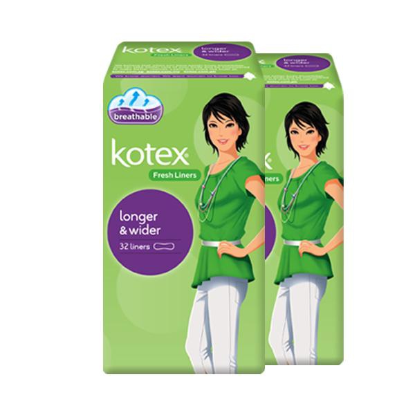 Kotex Longer and Wider Pantiliners 2 Packs 64 Pantiliners Shopee