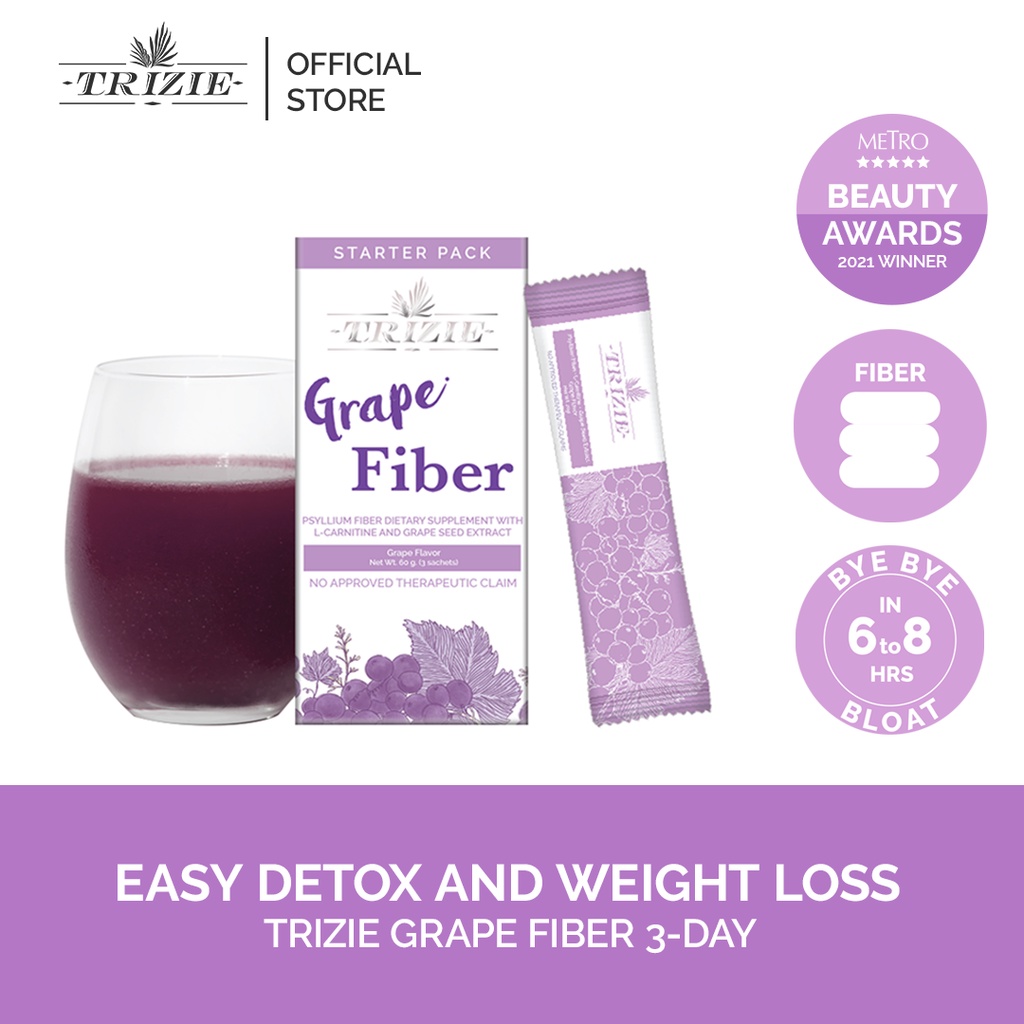 TRIZIE Grape Fiber STARTER PACK (3 sachets) [Detox Fiber Drink for