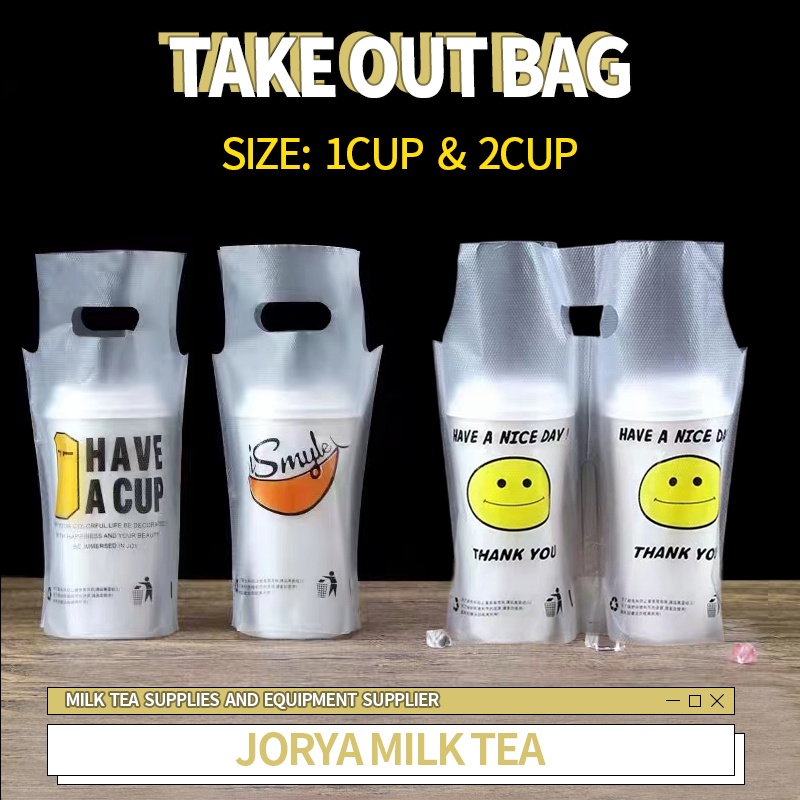 100Pcs Take Out Plastic Bag For Milk Tea Cup Coffee Cup Plastic