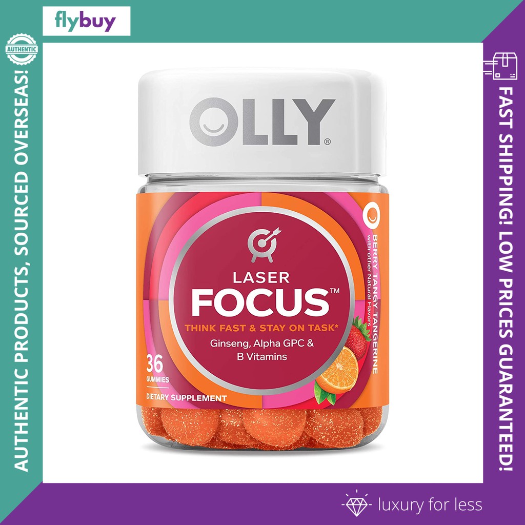 OLLY Laser Focus Gummy, 18 Day Supply (36 Gummies), Berry Tangy