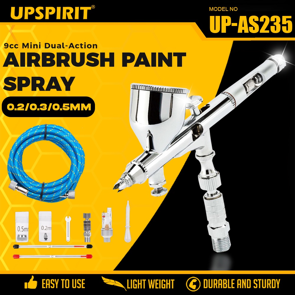 UPSPIRIT Professional Dual Action Gravity Feed Airbrush Kit W/1.8m Hose