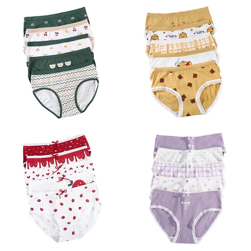 Levao Women's Panties Cute Cotton Underwear Girls Briefs 5 Pcs. Set