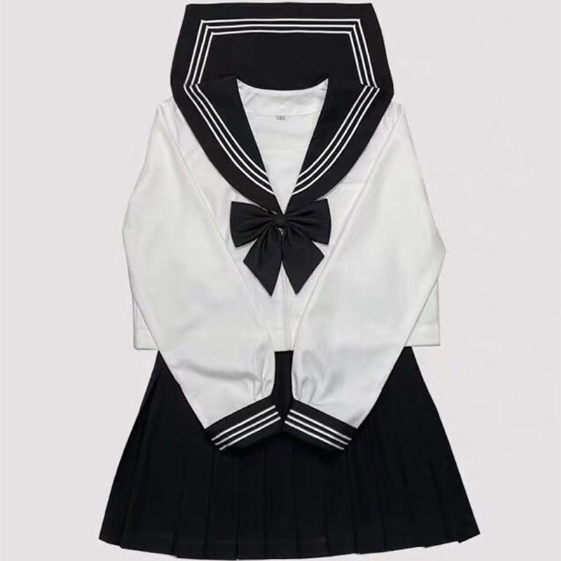 Japanese School Girl Uniform Plus Size JK Black Sailor Basic Cartoon