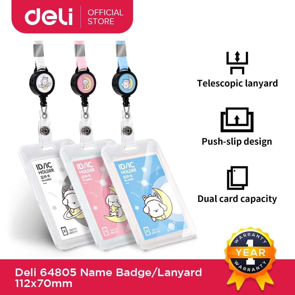 Deli Classic ID Holder Necklace Black Student ID Badge/Lanyard 112x70mm